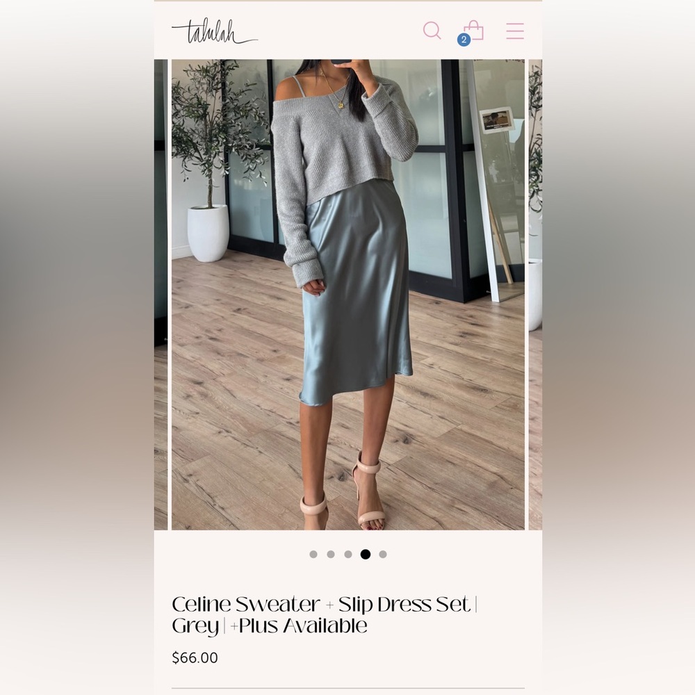 Shop Talulah Size Large Celine Sweater + Slip Dress Set 
Grey